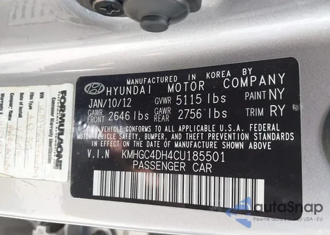 2012 Hyundai Genesis 5.0 from USA, damaged, VIN KMHGC4DH4CU185501
